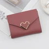 V-Shape PU Short Wallet with Metal Clasp Dark Pink 02 color SKU reference