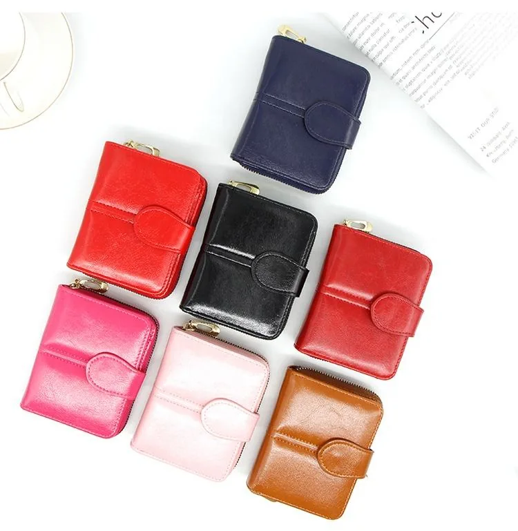 Glossy PU Double-Fold Wallet with Card and Coin Storage product reference image