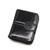Glossy PU Double-Fold Wallet with Card and Coin Storage Black color SKU reference