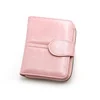 Glossy PU Double-Fold Wallet with Card and Coin Storage Pink color SKU reference