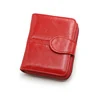 Glossy PU Double-Fold Wallet with Card and Coin Storage Red color SKU reference