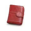 Glossy PU Double-Fold Wallet with Card and Coin Storage Dark Red color SKU reference