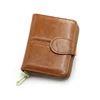 Glossy PU Double-Fold Wallet with Card and Coin Storage Brown color SKU reference