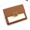 Colorblock Trifold PU Wallet with Card Holder Brown 01 color SKU reference