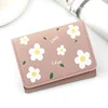 Flower Pattern Trifold PU Coin Purse Pink 01 color SKU reference