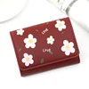 Flower Pattern Trifold PU Coin Purse Red 01 color SKU reference