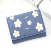 Flower Pattern Trifold PU Coin Purse Blue 01 color SKU reference
