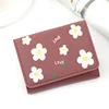 Flower Pattern Trifold PU Coin Purse Dark Pink 01 color SKU reference