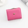 Solid Color PU Coin Wallet with Metal Clip Rose Red 01 color SKU reference