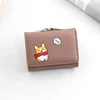 Solid Color PU Coin Wallet with Metal Clip Brown 02 color SKU reference