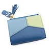Colorblock PU Wallet with Rabbit Pendant Blue 01 color SKU reference