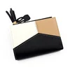 Colorblock PU Wallet with Rabbit Pendant Black 01 color SKU reference