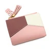 Colorblock PU Wallet with Rabbit Pendant Pink 01 color SKU reference