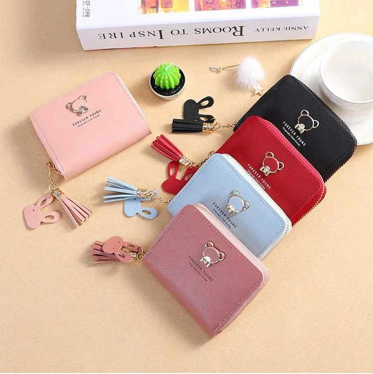 Bear Motif PU Coin Wallet with Tassel Detail product reference image