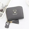 Bear Motif PU Coin Wallet with Tassel Detail Gray 01 color SKU reference