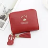 Bear Motif PU Coin Wallet with Tassel Detail Red 01 color SKU reference