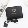 Bear Motif PU Coin Wallet with Tassel Detail Black 01 color SKU reference
