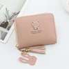 Bear Motif PU Coin Wallet with Tassel Detail Pink 01 color SKU reference