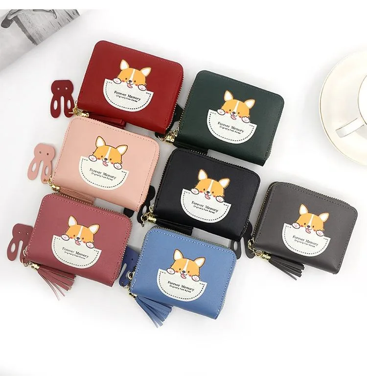 Puppy Print PU Coin Purse with Tassel product reference image
