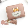 Puppy Print PU Coin Purse with Tassel Pink 01 color SKU reference