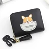 Puppy Print PU Coin Purse with Tassel Black 01 color SKU reference