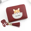 Puppy Print PU Coin Purse with Tassel Red 01 color SKU reference