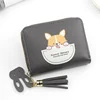 Puppy Print PU Coin Purse with Tassel Gray 01 color SKU reference