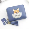 Puppy Print PU Coin Purse with Tassel Blue 01 color SKU reference