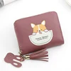 Puppy Print PU Coin Purse with Tassel Dark Pink 01 color SKU reference
