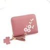 Plum Embroidery Tassel PU Coin Purse Pink 01 color SKU reference