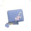 Plum Embroidery Tassel PU Coin Purse Blue 01 color SKU reference