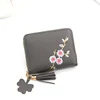 Plum Embroidery Tassel PU Coin Purse Gray 01 color SKU reference