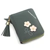 Plum Embroidery Tassel PU Coin Purse Green 02 color SKU reference
