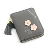 Plum Embroidery Tassel PU Coin Purse Gray 02 color SKU reference