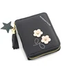 Plum Embroidery Tassel PU Coin Purse Black 02 color SKU reference