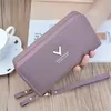 Letter-Pattern Long PU Phone Wallet Purple color SKU reference