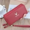 Letter-Pattern Long PU Phone Wallet Red color SKU reference
