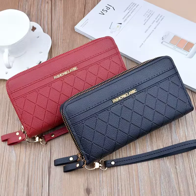 Litchi-Texture Long PU Zip Wallet product reference image