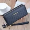 Litchi-Texture Long PU Zip Wallet Black color SKU reference