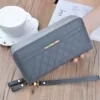 Litchi-Texture Long PU Zip Wallet Gray color SKU reference