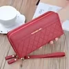 Litchi-Texture Long PU Zip Wallet Red color SKU reference