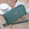 Litchi-Texture Long PU Zip Wallet Green color SKU reference