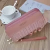 Crocodile-Texture Double-Zip PU Long Wallet Taro Purple color SKU reference
