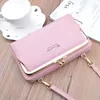 PU Crossbody Phone Clutch with Card Storage Pink color SKU reference