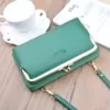 PU Crossbody Phone Clutch with Card Storage Green color SKU reference