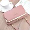 PU Crossbody Phone Clutch with Card Storage Dark Pink color SKU reference