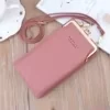 PU Crossbody Phone Wallet with Adjustable Shoulder Strap Dark Pink color SKU reference