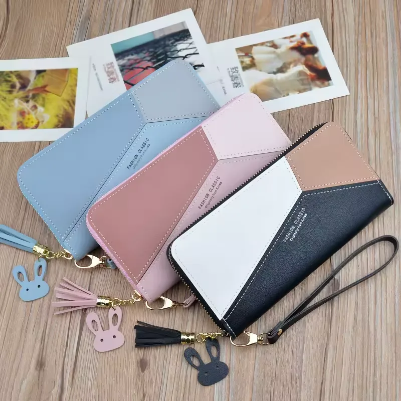 Geometric Patchwork Long Zip Wrist Wallet product reference image