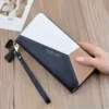 Geometric Patchwork Long Zip Wrist Wallet Black color SKU reference
