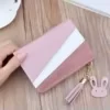 Short Colorblock PU Wallet with Tassel Pink color SKU reference